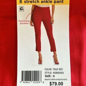NEW Rafaella Red Stretch Ankle Pants